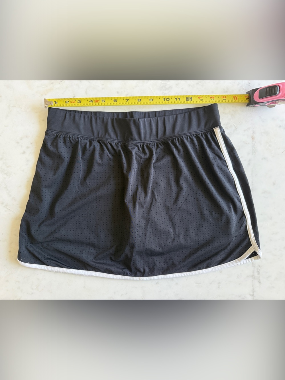 Black Athletic Mesh Skort with White Trim